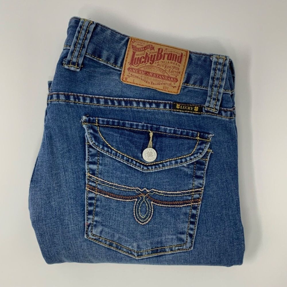 Lucky‎ Brand Women's Mid-Rise Lola Boot Flap Pockets Size 12/31 Jeans